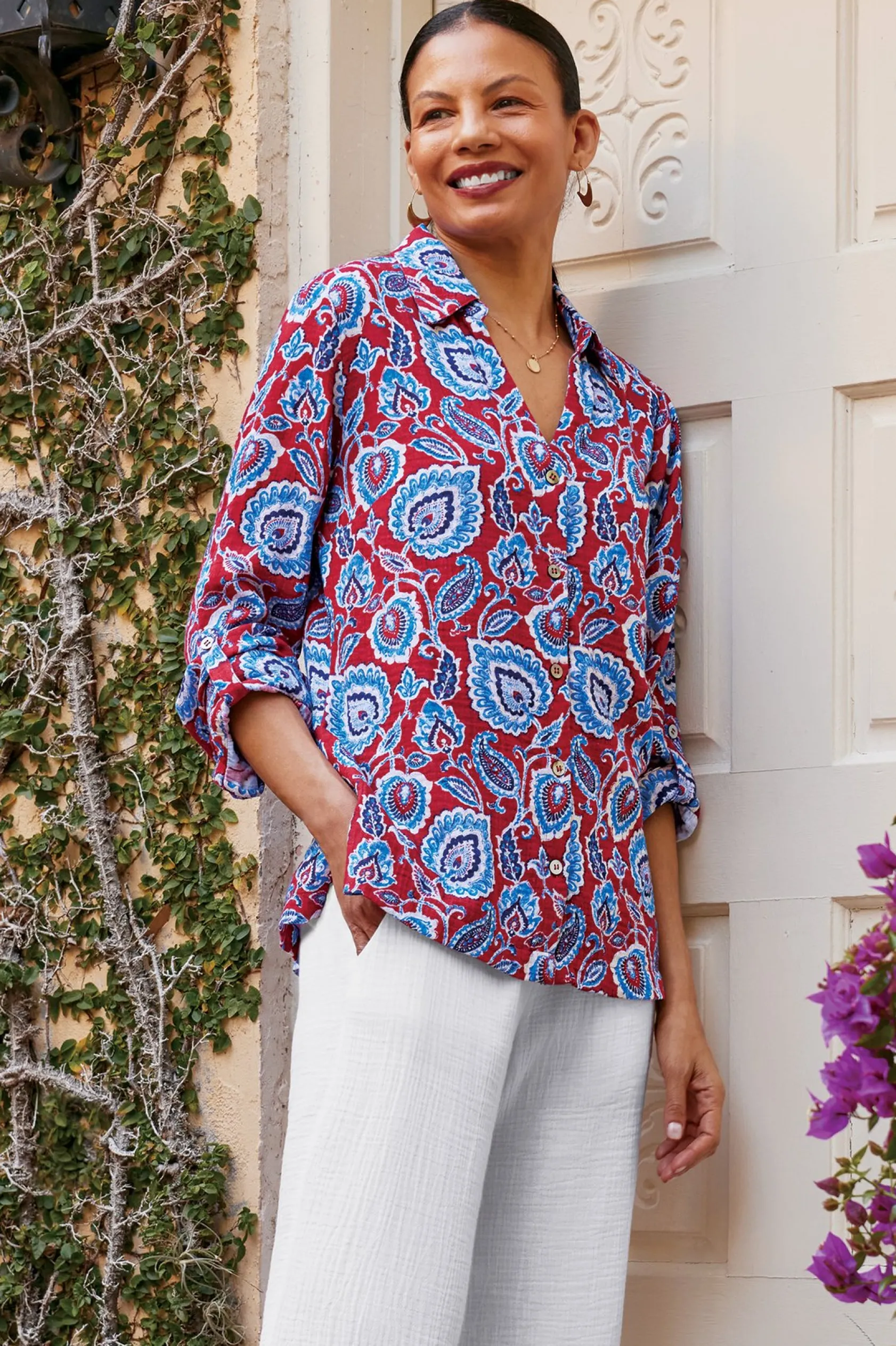 Soft Surroundings Addison Gauze Big Shirt
