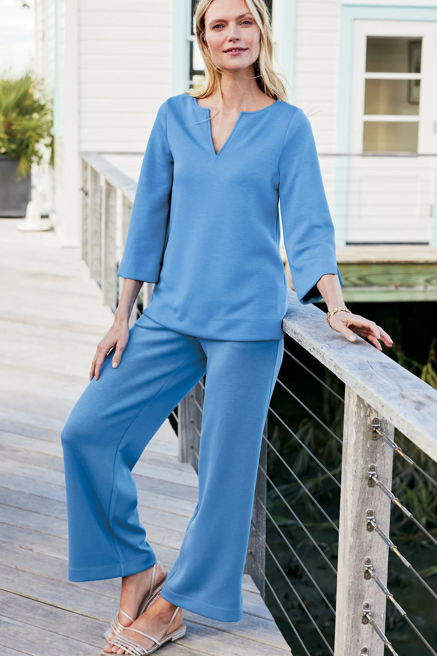 Soft Surroundings Ceri Knit 3/4 Sleeve Top