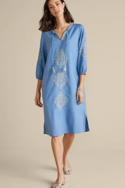 Soft Surroundings Hasana Linen Blend Midi Dress