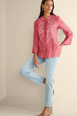 Soft Surroundings Kateri Soutache Embroidered Top