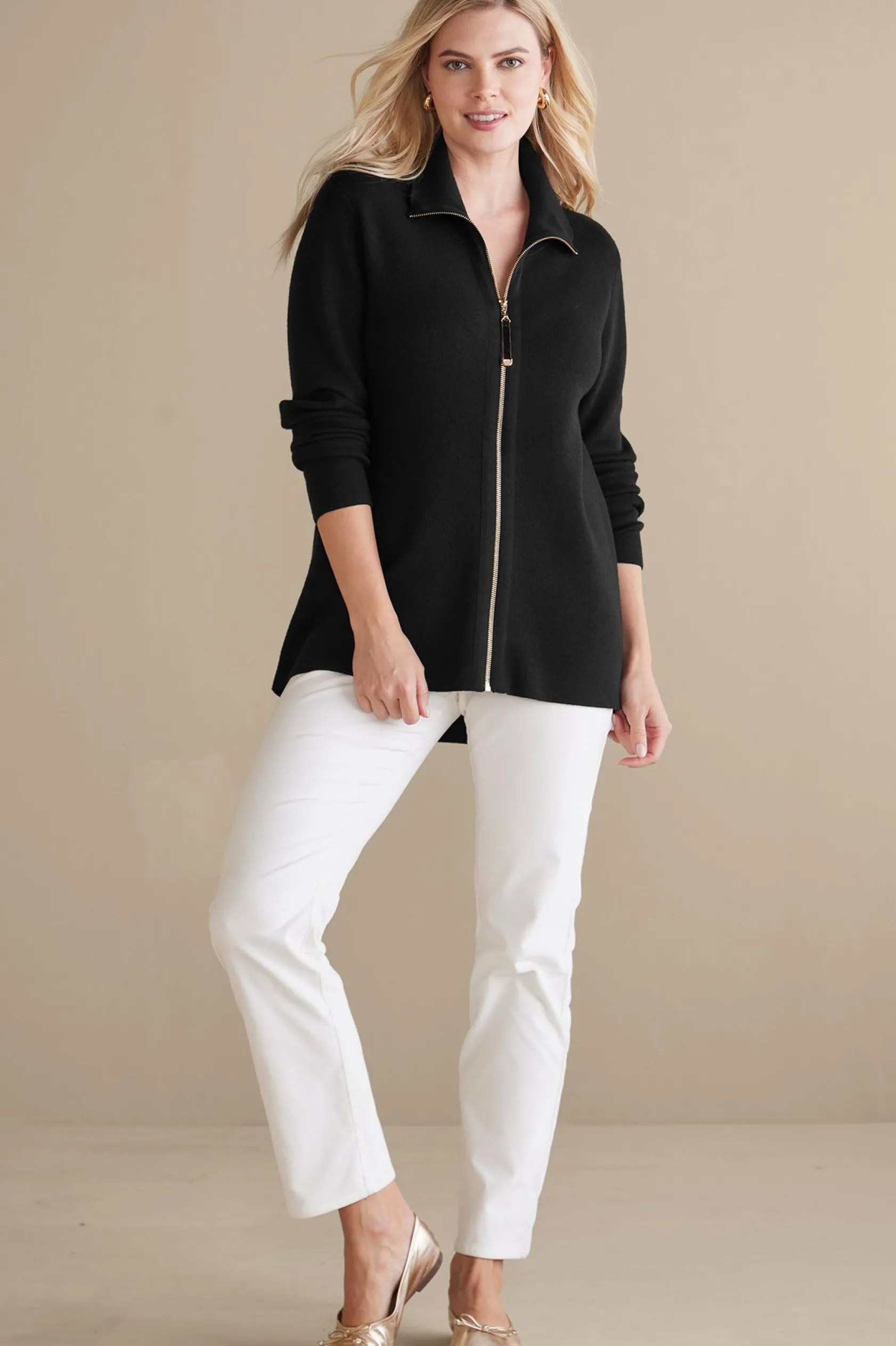 Soft Surroundings Meria Zip Sweater