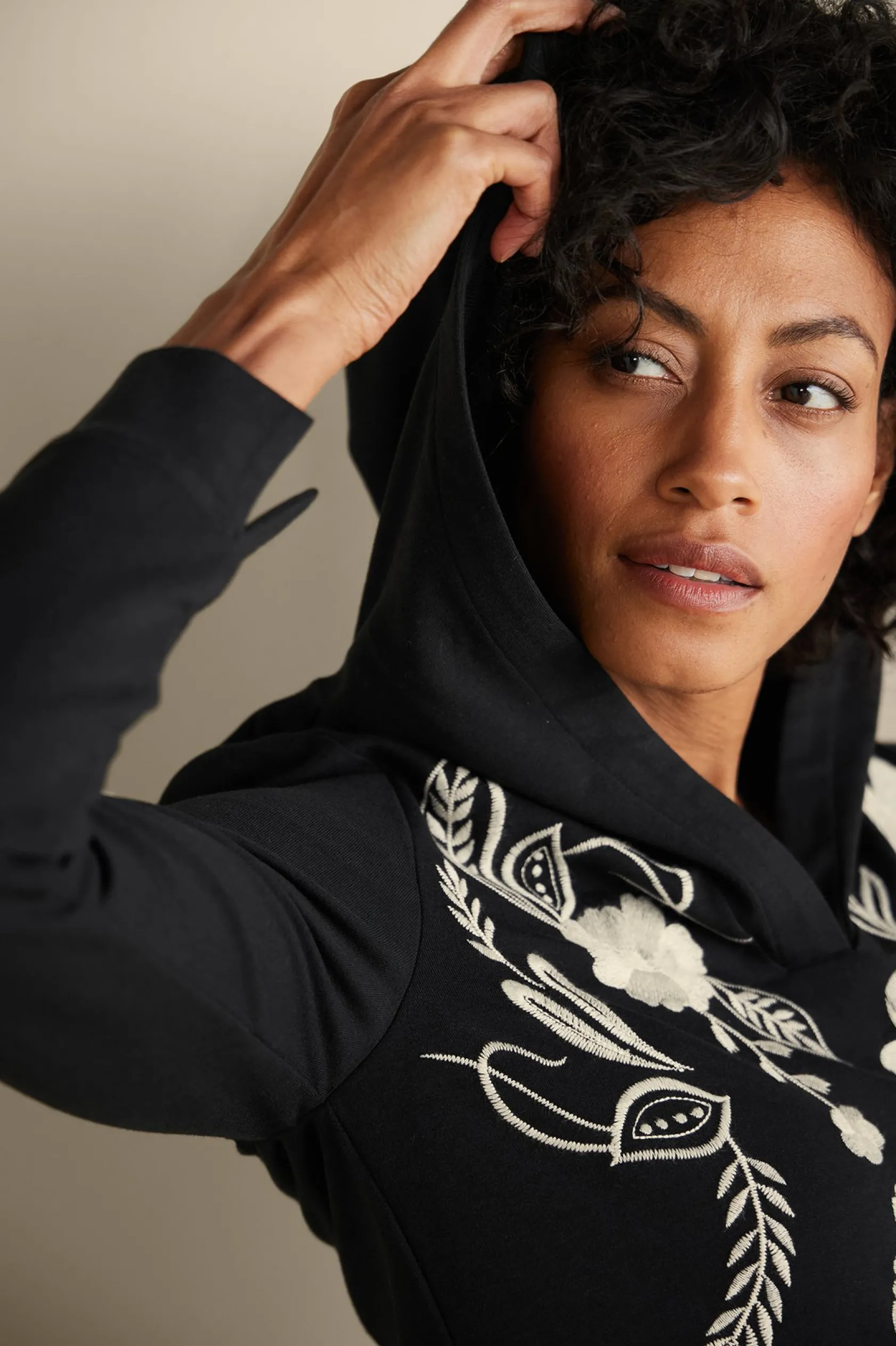 Soft Surroundings Miraflores Embroidered French Terry Hoodie