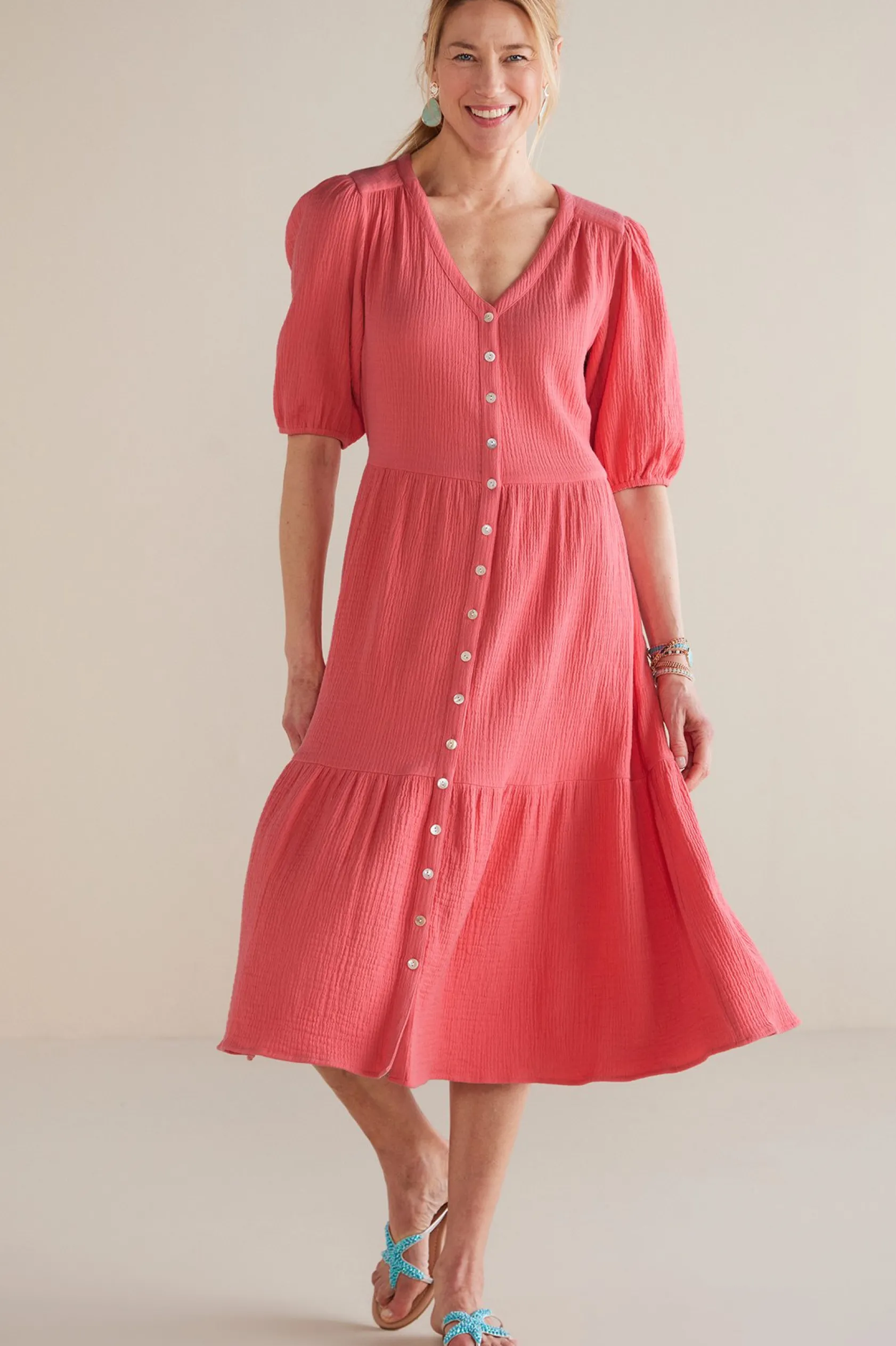 Soft Surroundings Petites Arielle Gauze Midi Dress