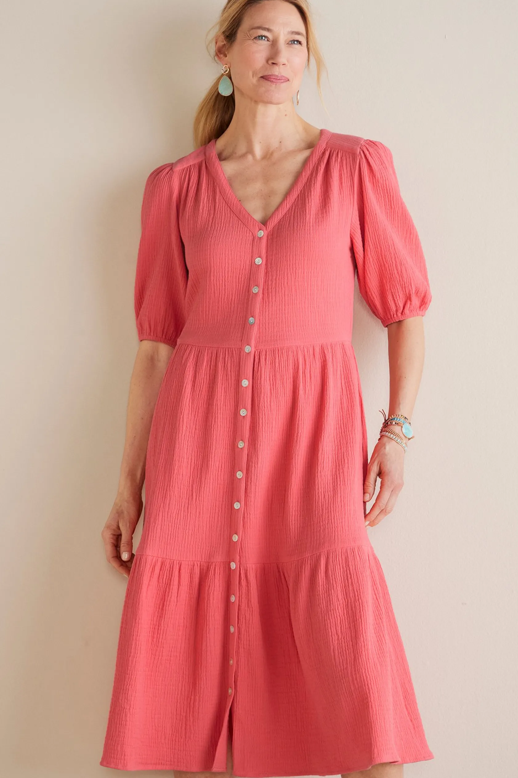 Soft Surroundings Petites Arielle Gauze Midi Dress