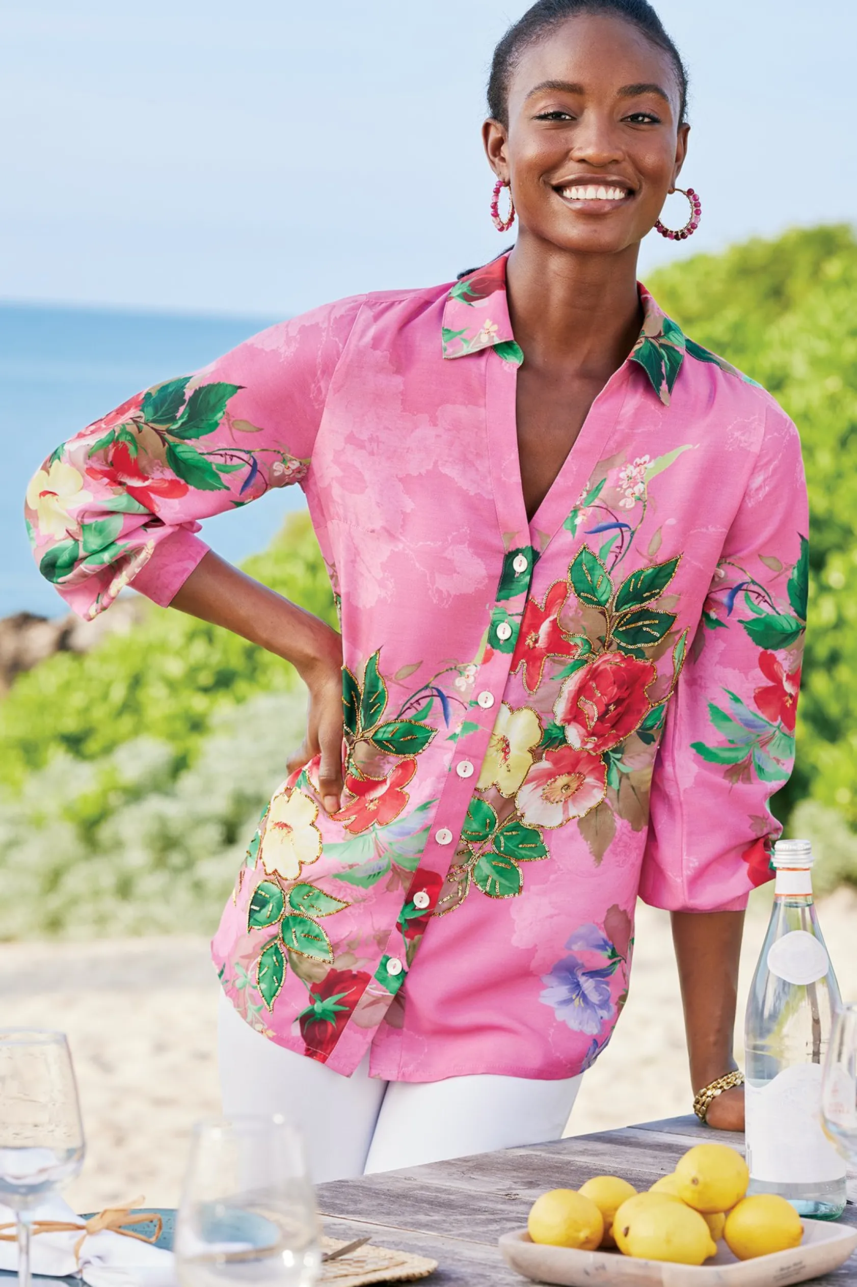 Soft Surroundings Petites Danica Embellished Shirt