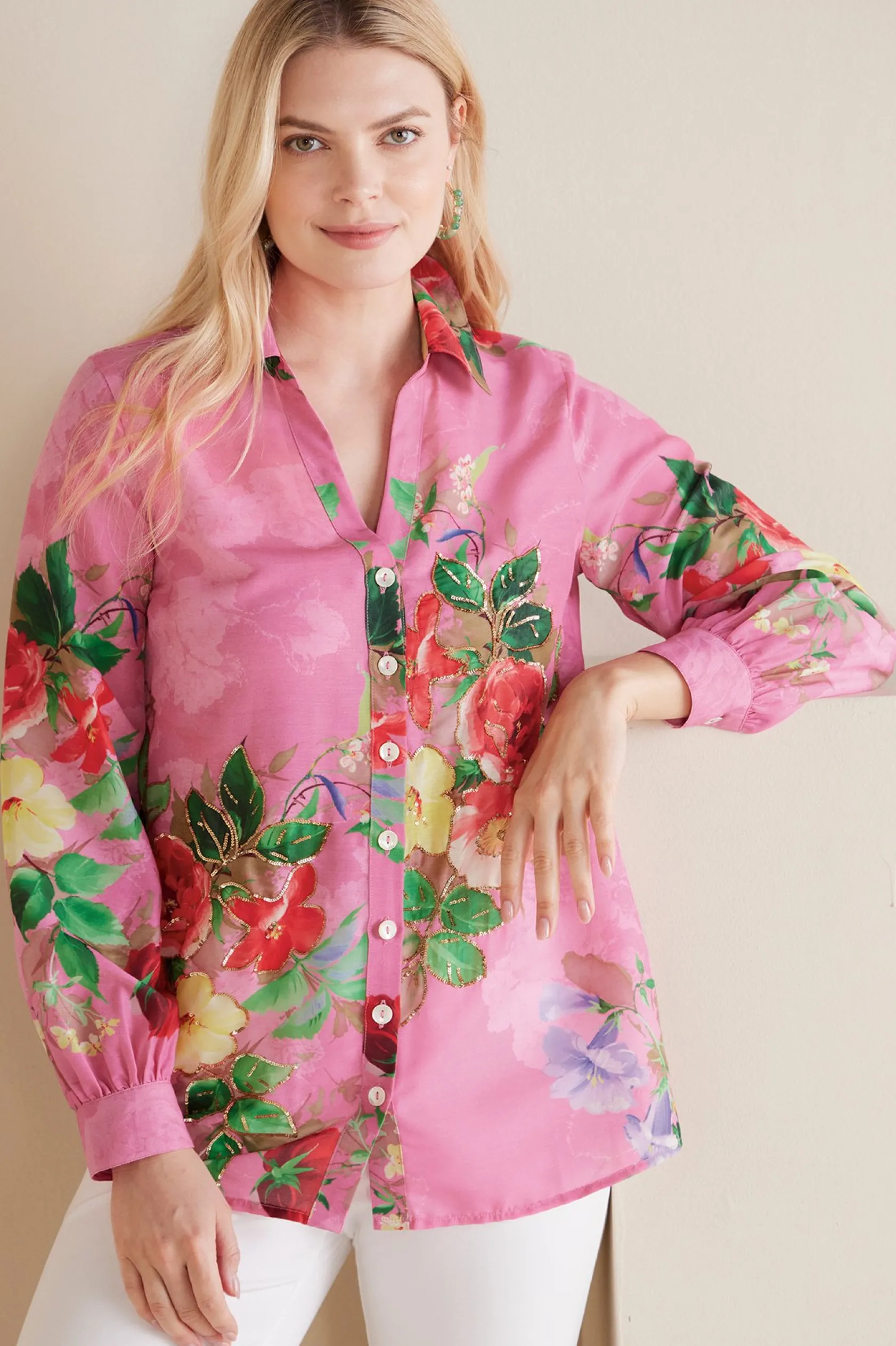 Soft Surroundings Petites Danica Embellished Shirt