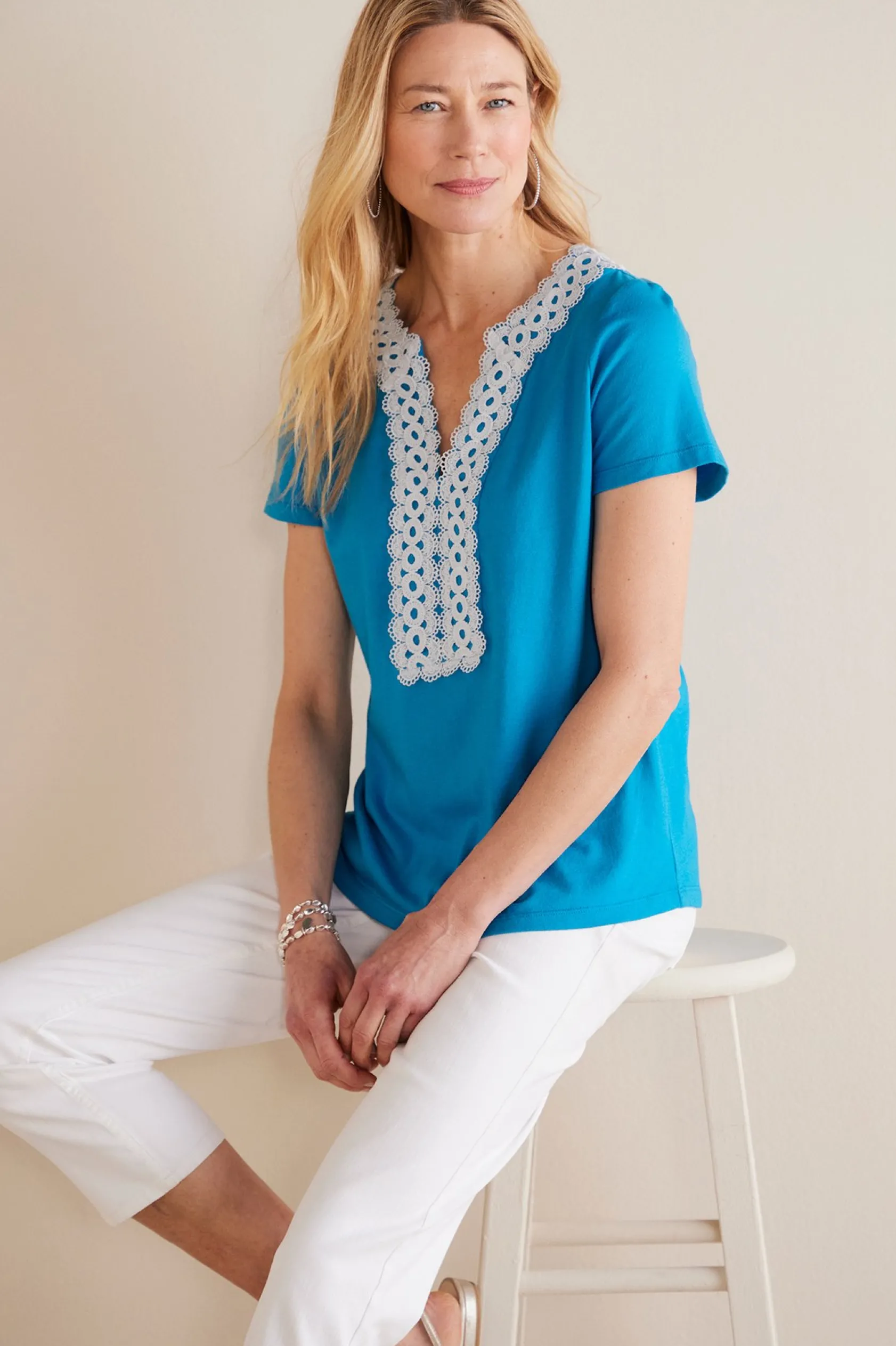 Soft Surroundings Petites Kaitlyn Embellished Knit Tee