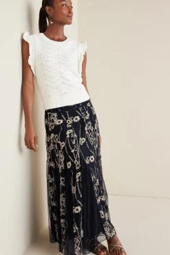 Soft Surroundings Petites Leatrice Embroidered Maxi Skirt