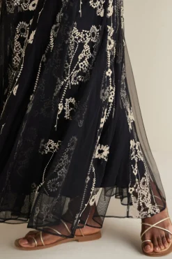 Soft Surroundings Petites Leatrice Embroidered Maxi Skirt