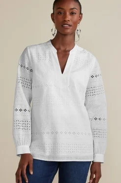 Soft Surroundings Petites Lenore Eyelet Top
