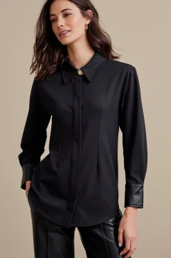 Soft Surroundings Petites Mattea Faux Leather Cuff Tunic