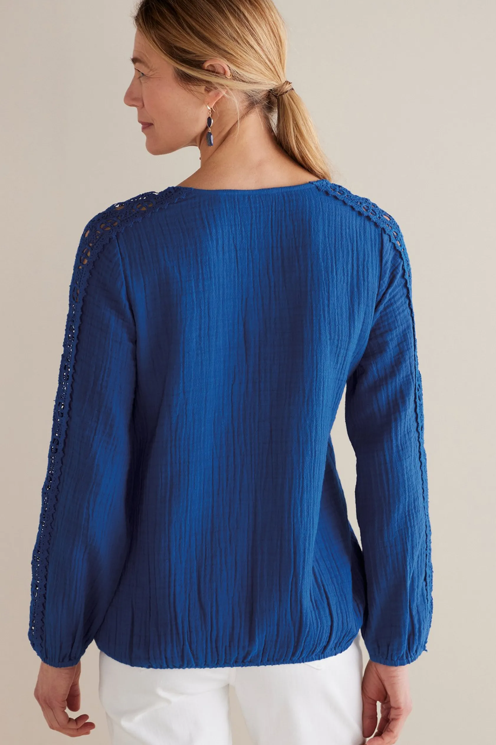 Soft Surroundings Petites Melinda Gauze & Crochet Top