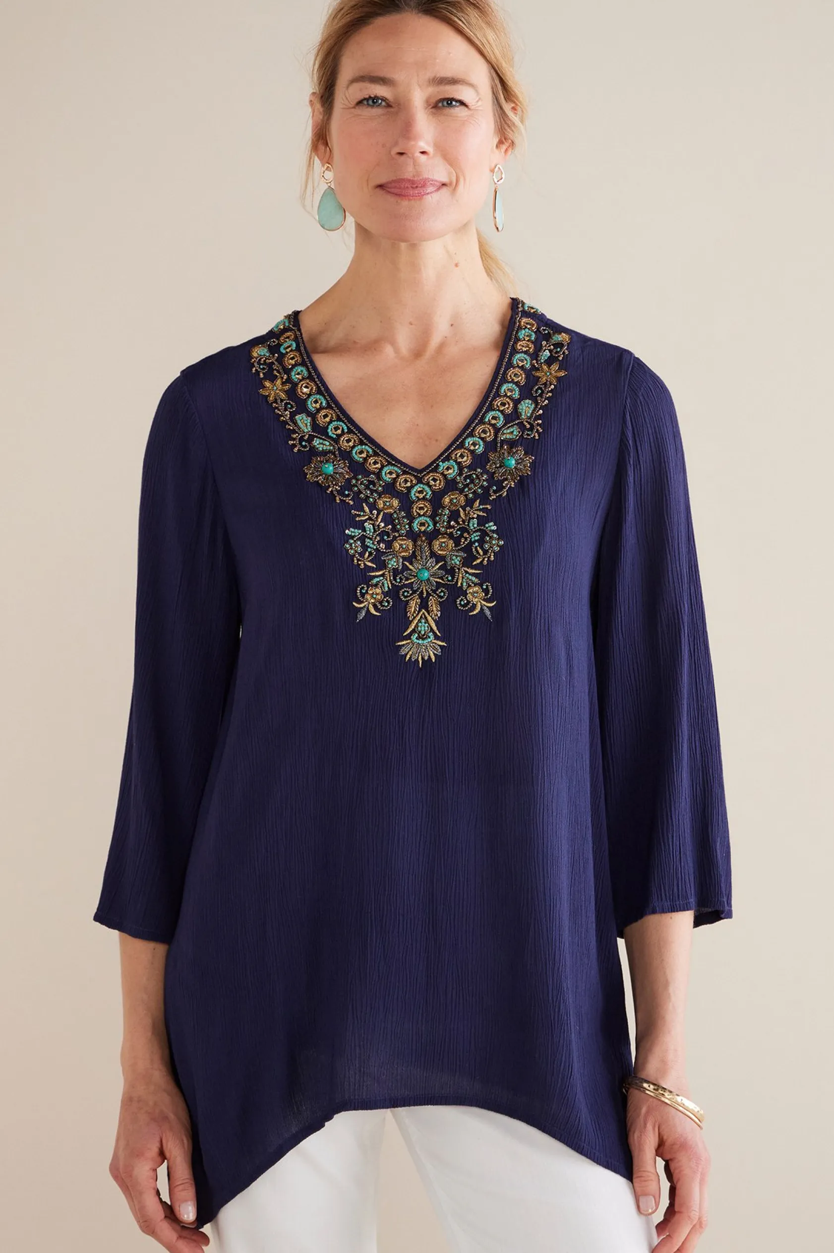 Soft Surroundings Petites Paulina Gauze Pullover