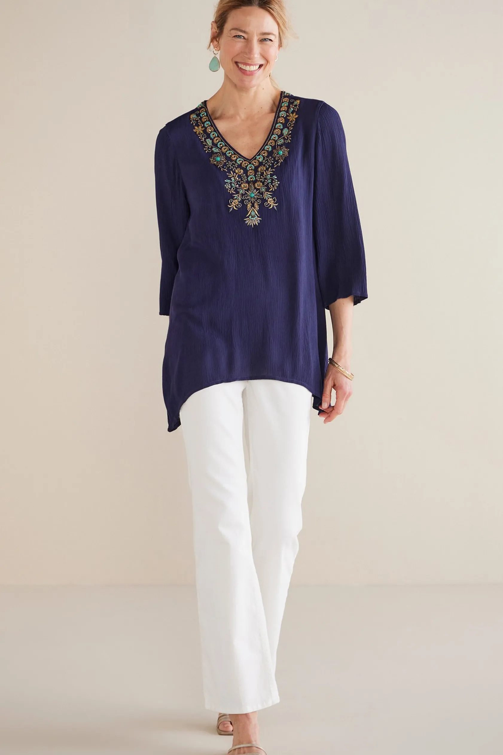 Soft Surroundings Petites Paulina Gauze Pullover