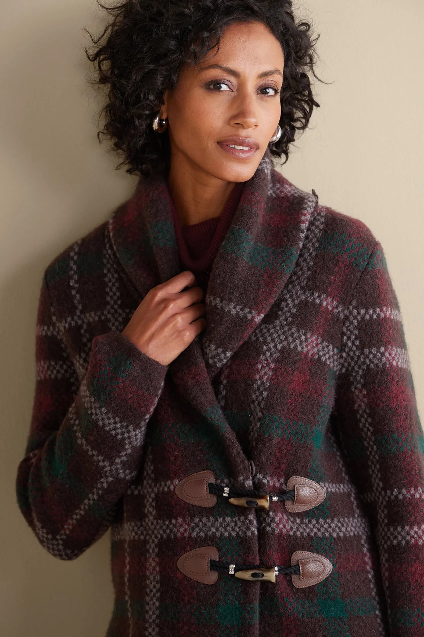 Soft Surroundings Plaid Sweater Coat