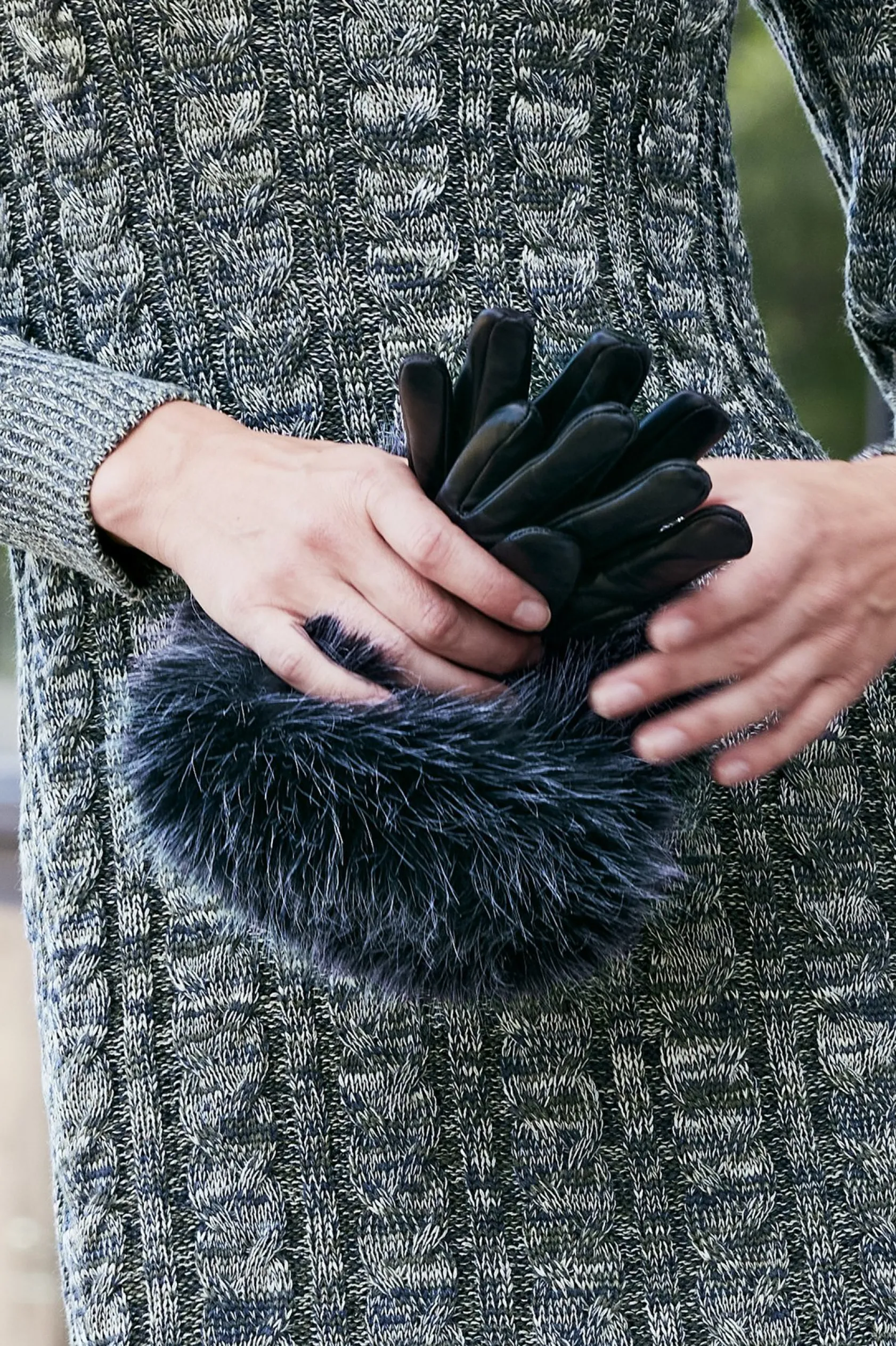 Soft Surroundings Sasha Faux Fur Leather Gloves