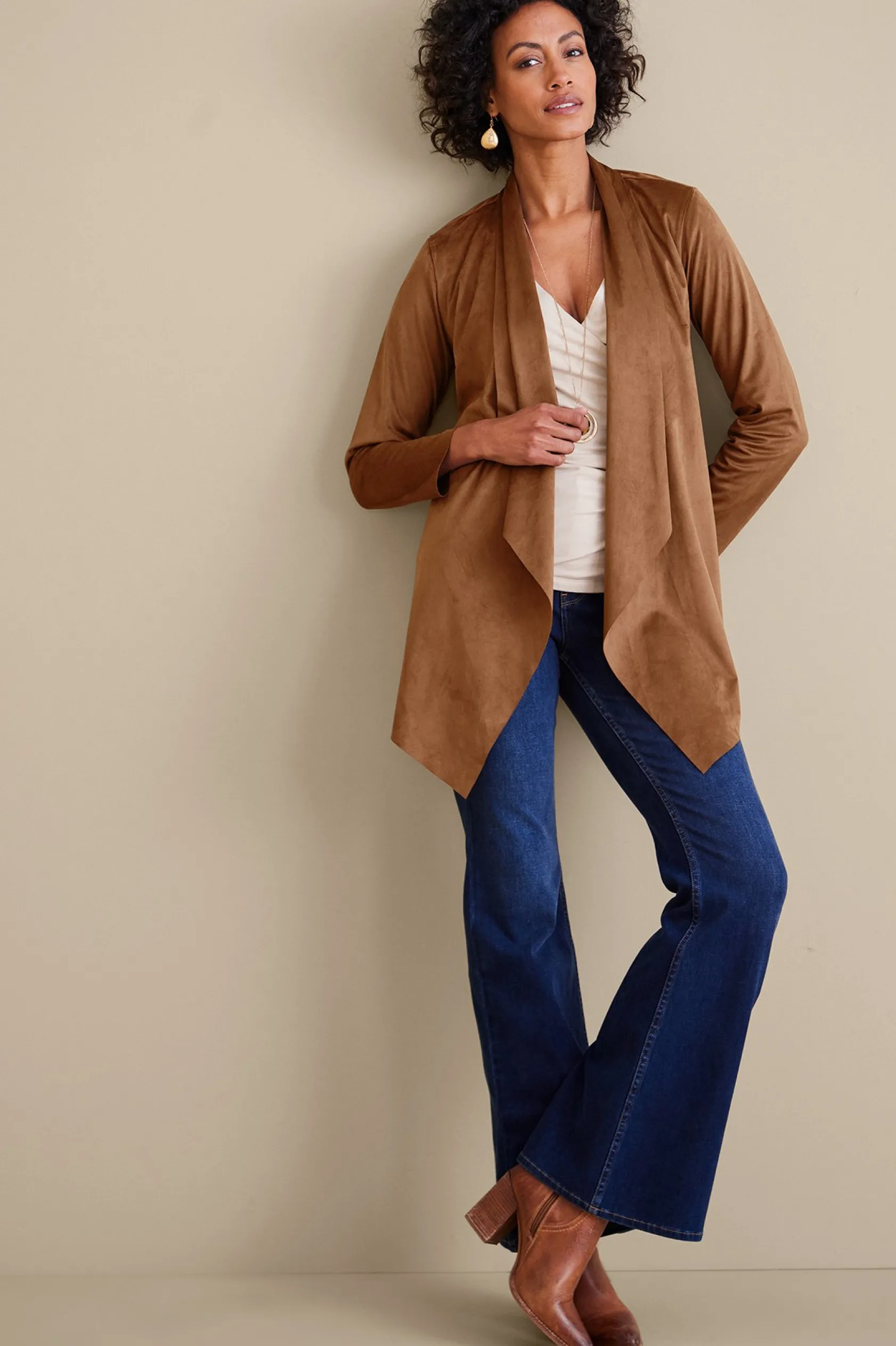 Soft Surroundings Shape Drape Faux Suede Jacket