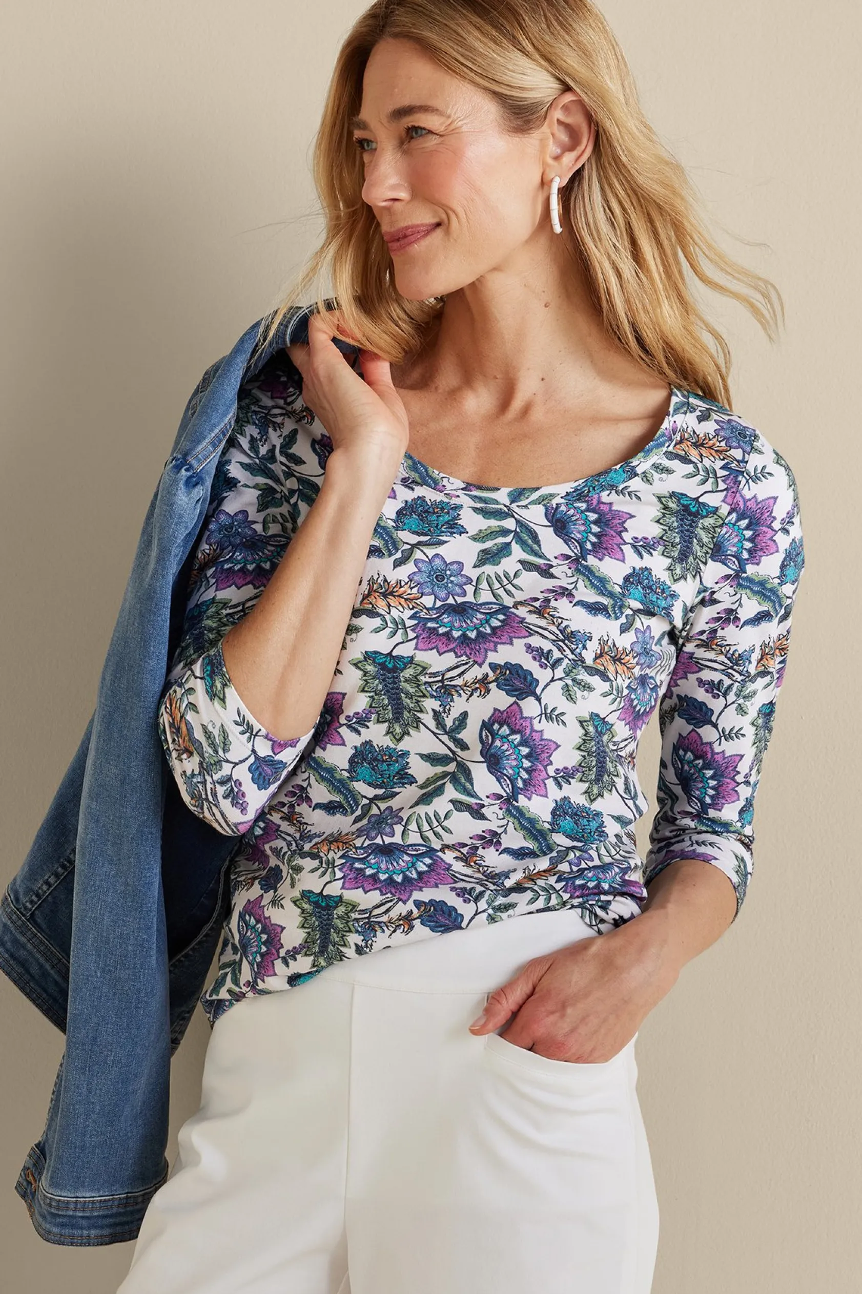 Soft Surroundings Soft Essential™ SUPIMA® 3/4 Sleeve Tee