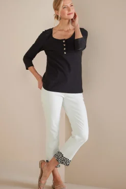 Soft Surroundings Solene Eyelet Denim Crop Jeans