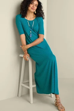 Soft Surroundings Textured Short Sleeve Santiago Dress