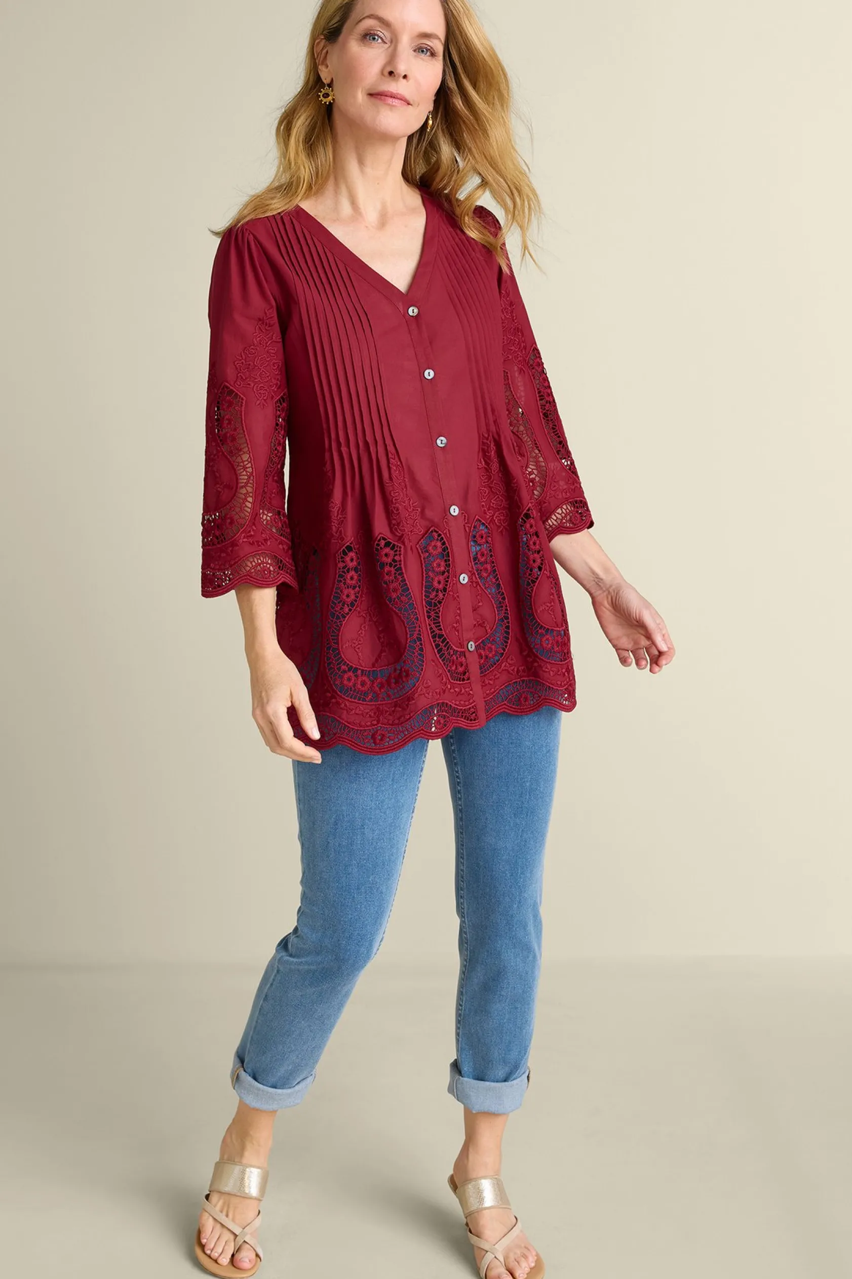 Soft Surroundings Trella Eyelet Top