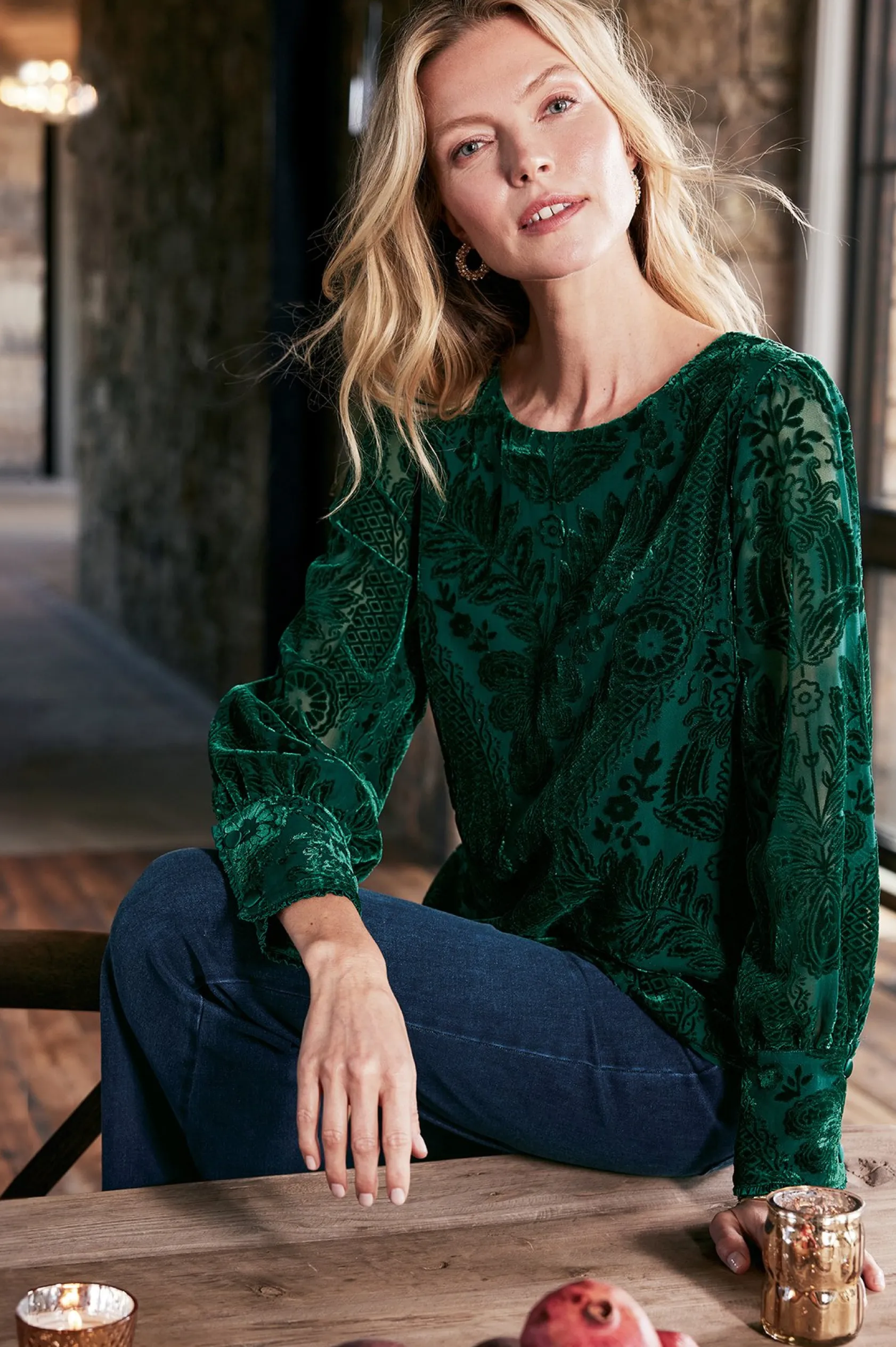 Soft Surroundings Vanetta Velvet Top