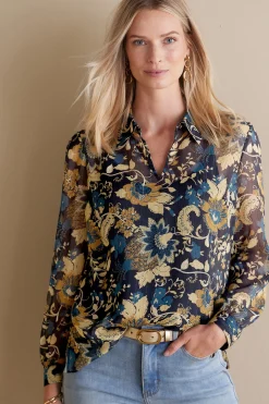 Soft Surroundings Viola Shimmer Blouse