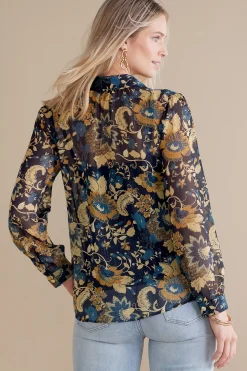 Soft Surroundings Viola Shimmer Blouse