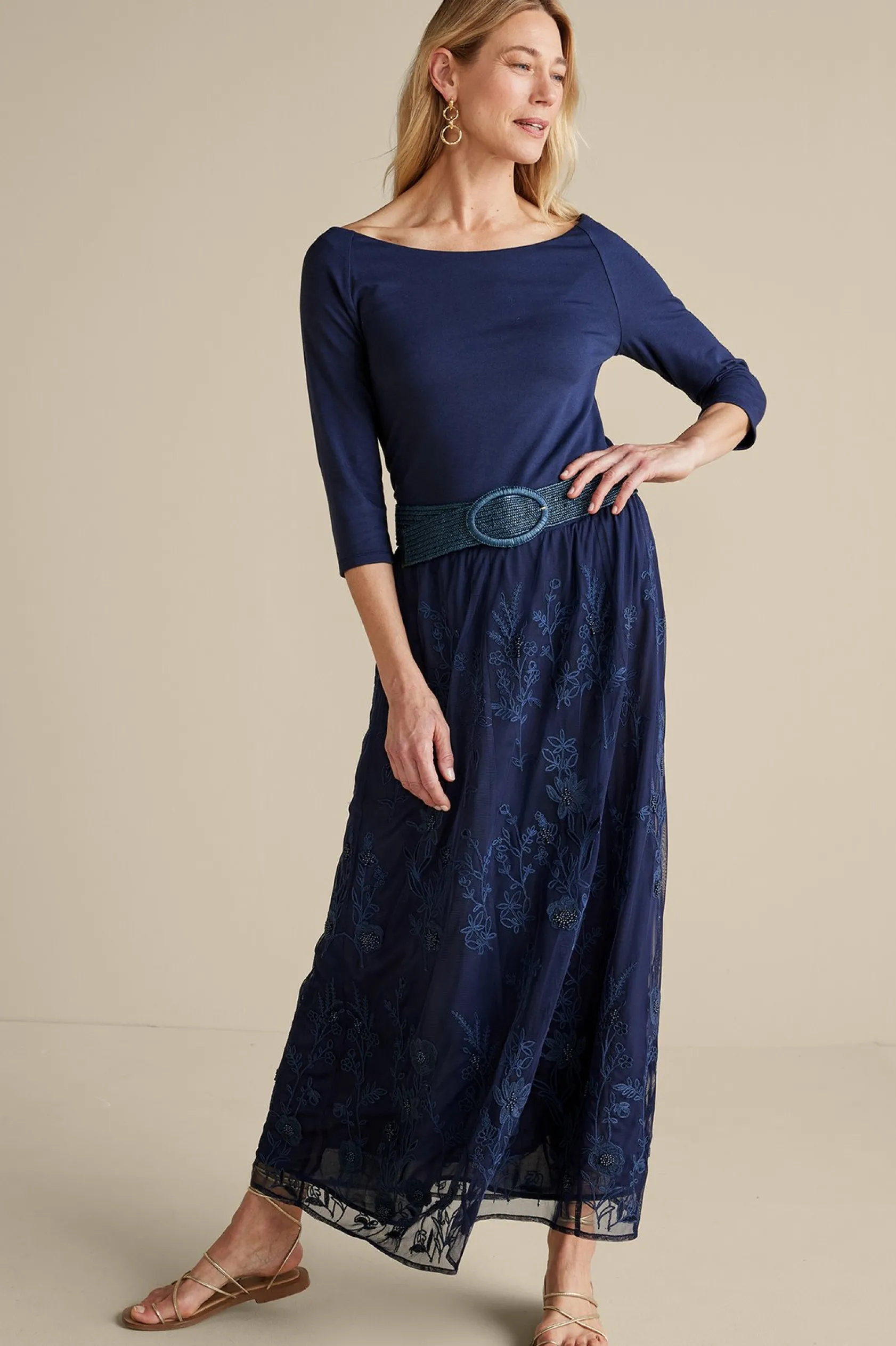 Soft Surroundings Zuri Embroidered Mesh Skirt