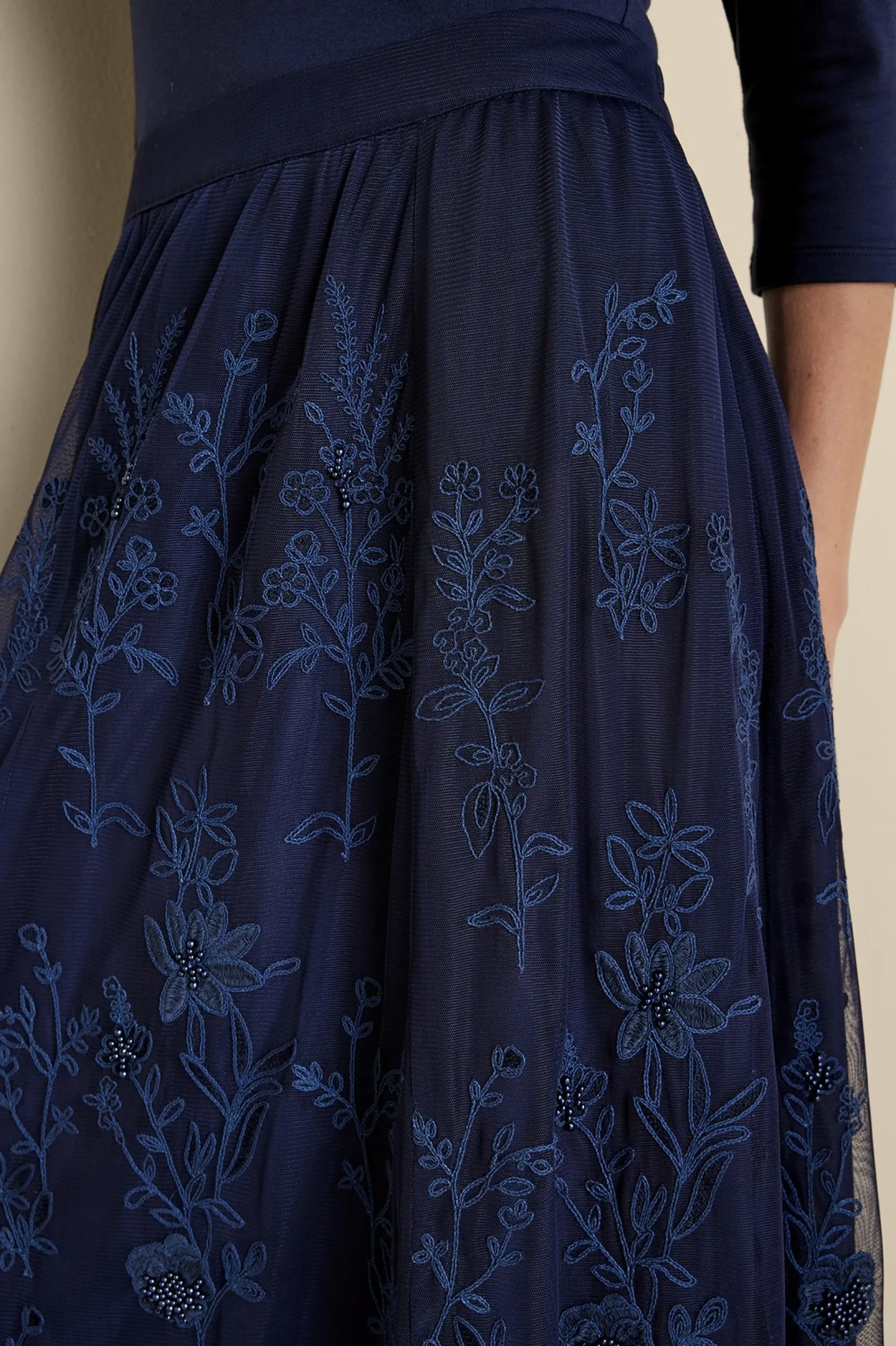 Soft Surroundings Zuri Embroidered Mesh Skirt